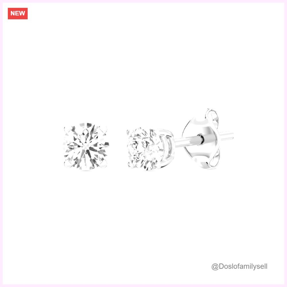Lab-Grown Diamond Stud Earrings Sterling Silver Hypoallergenic Fine Jewelry